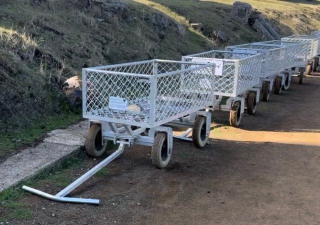 Luggage trolleys at Maria Island dock